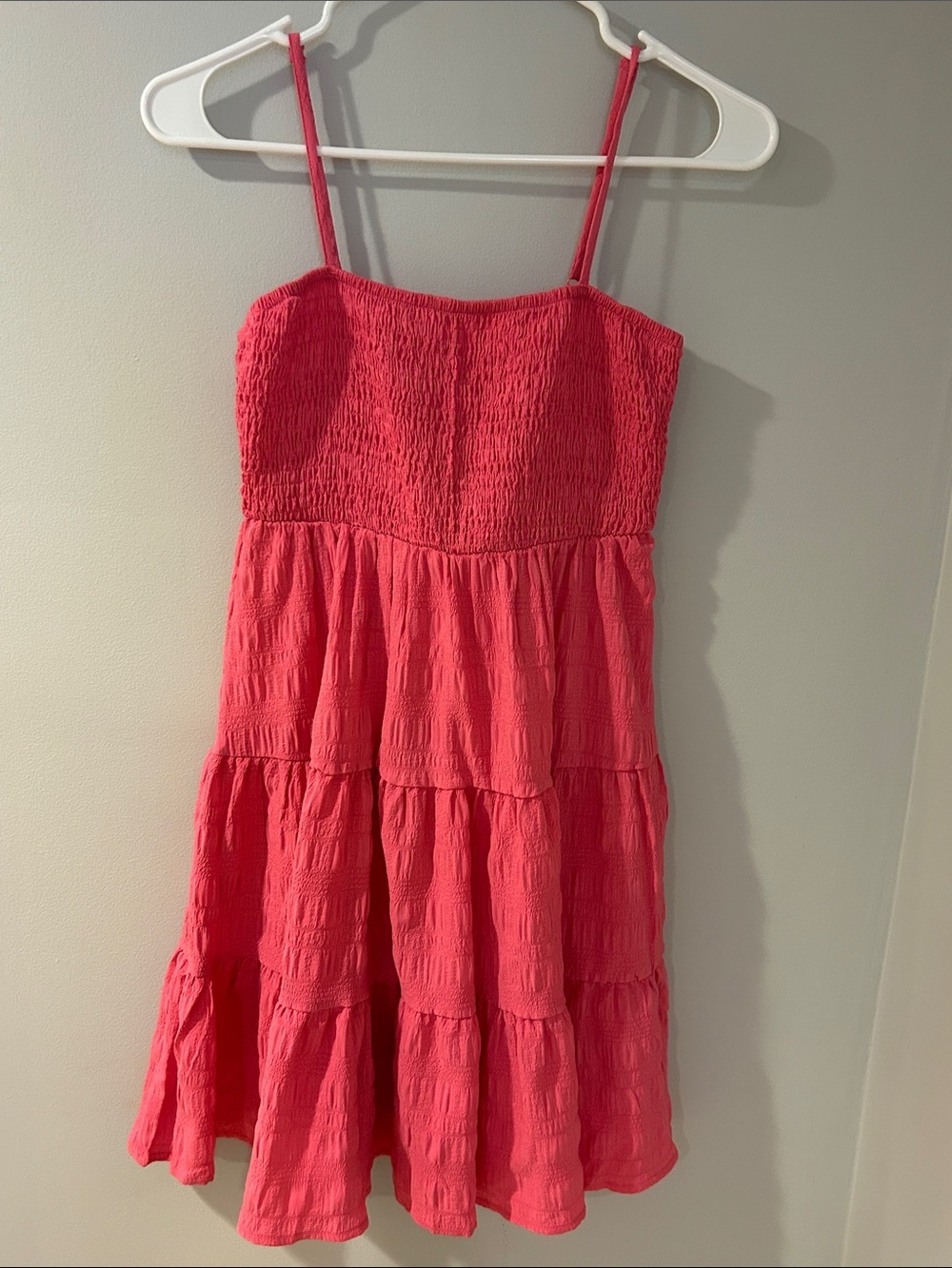 SHEIN Hot Pink Tiered Smocked Sundress